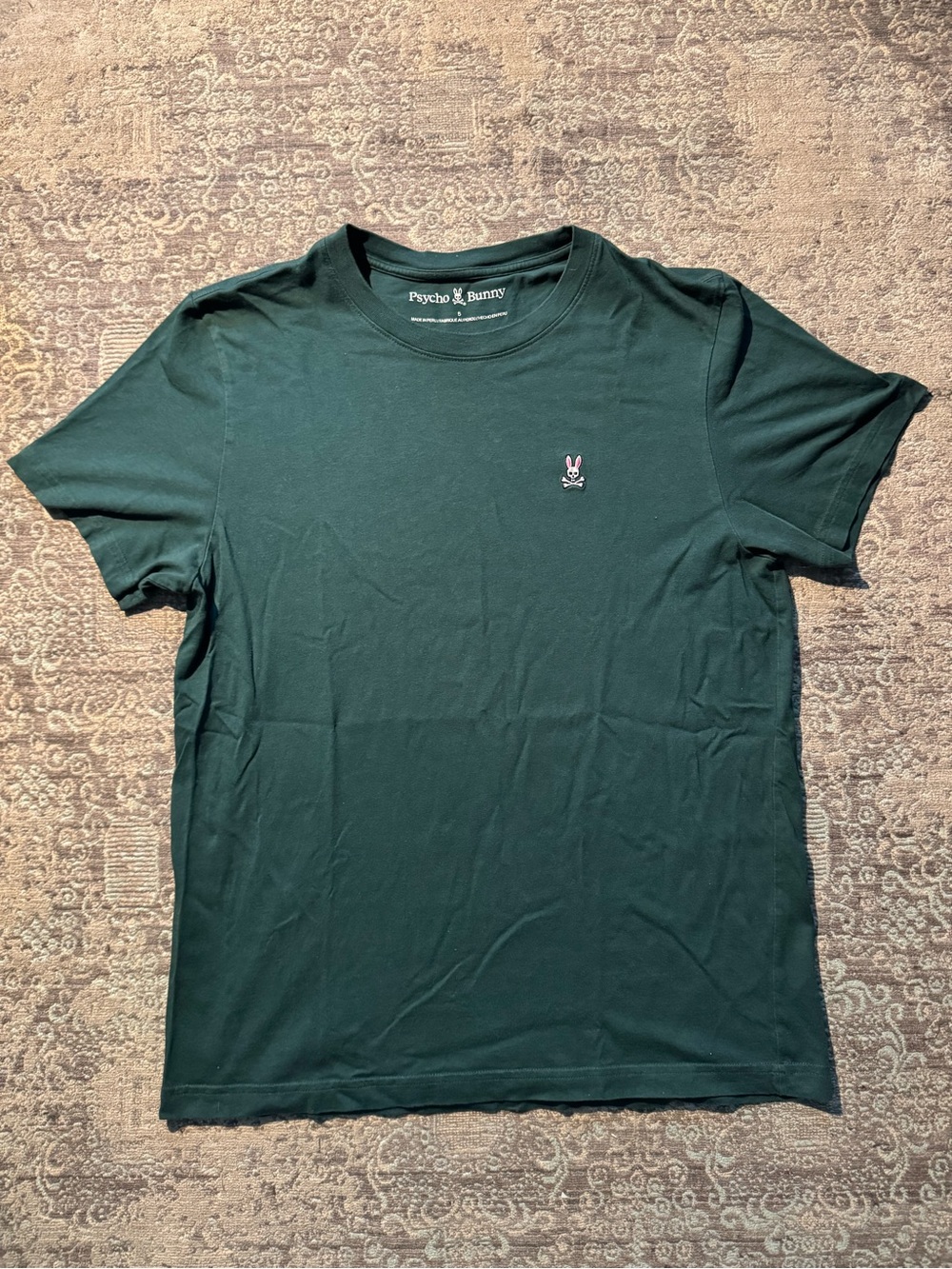 Psycho Bunny Dark Forest Green Crewneck Tee with Small Logo